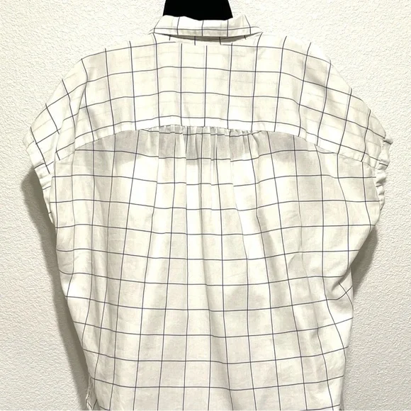 Madewell Woman White Blue Stripe Short Sleeve Button Down Shirt Size M - Picture 6 of 13